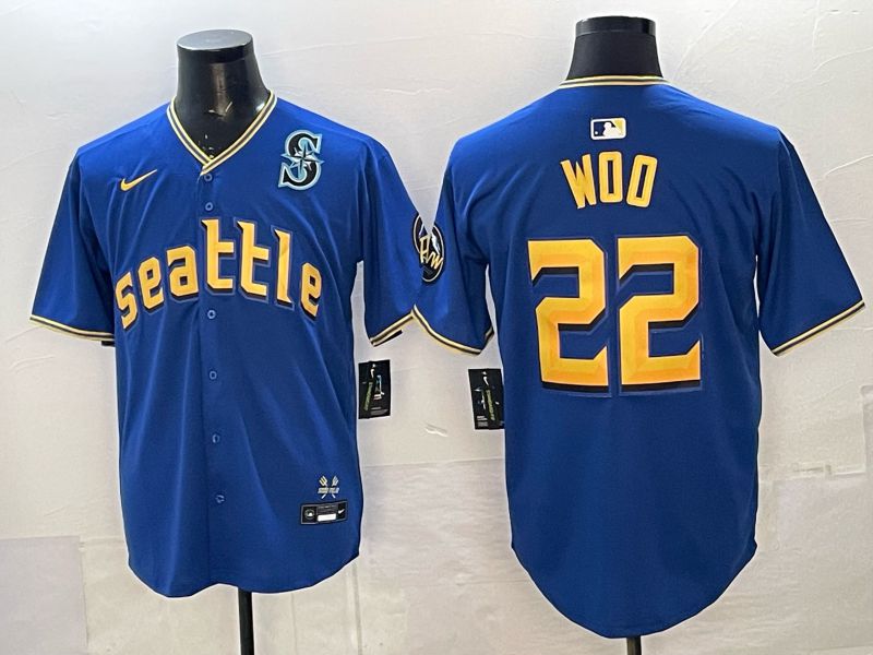 Men 2026 Seattle Mariners #22 Woo Blue City Edition Nike MLB Jersey 08->women nfl jersey->Women Jersey